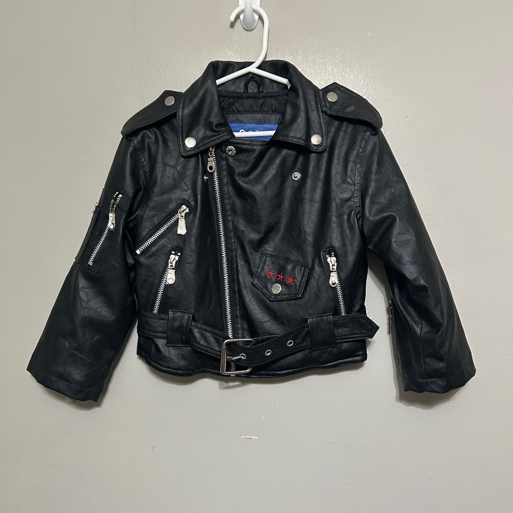 Outdoor Habitat Baby Leather Jacket 2T Toddler Black Zip Pockets Moto Eagle USA